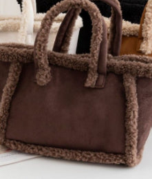 Womens Plush Crossbody Tote Bag